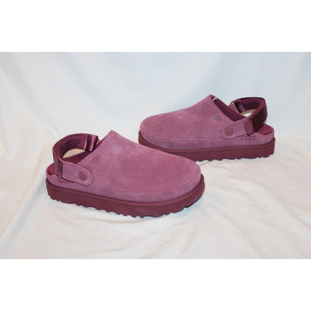 UGG WOMEN GOLDENCOAST CLOG SIZE 7.5 BURGUNDY SUEDE SLINGBACK SLIDE SANDAL NWOB